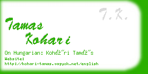 tamas kohari business card